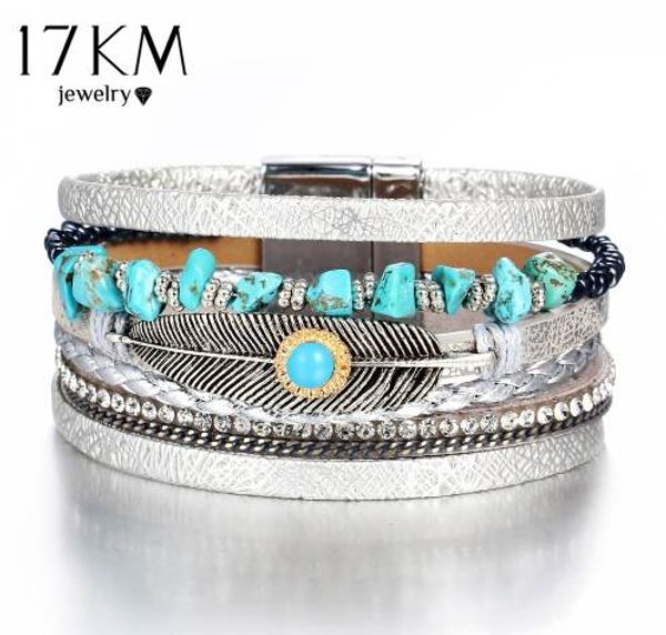 17km vintage wide leaf stone charms bracelets bangles for women men new diy multiple layers bracelet party fashion jewelry, Golden;silver
17km vintage wide leaf stone charms bracelets bangles for women men new diy multiple layers bracelet party fashion jewelry, Golden;silver