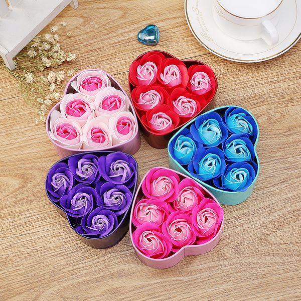 6pcs/set rose soap flower with lovely heart shape box for couple birthday valentine gift
6pcs/set rose soap flower with lovely heart shape box for couple birthday valentine gift