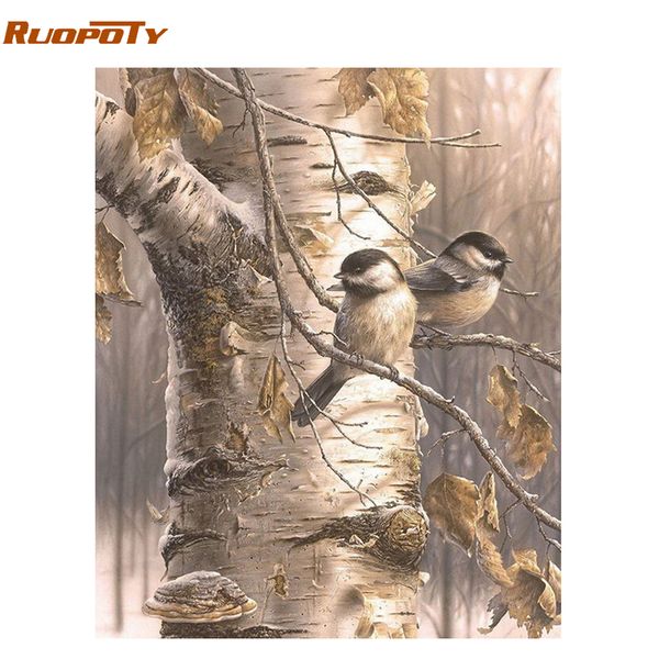ruopoty frame birds diy painting by numbers acrylic paint on canvas hand painted oil painting for modern calligraphy