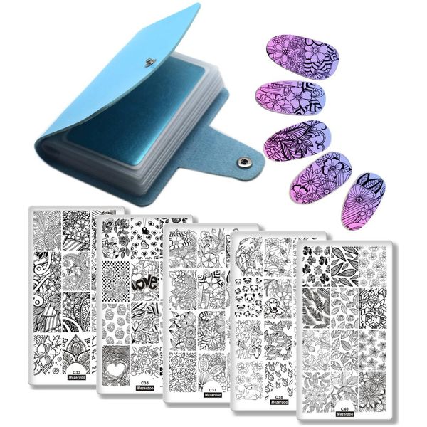 nail stamping plates set lace flowers love nail art templates 5pcs plates +1 plate storage bag art template sets kits, White
nail stamping plates set lace flowers love nail art templates 5pcs plates +1 plate storage bag art template sets kits, White