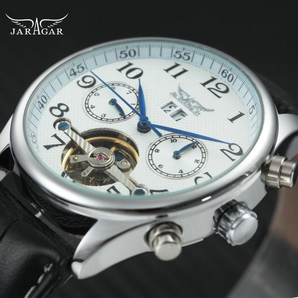 jaragar 2018 mechanical mens watches marine hands leather strap skeleton fashion dress watch men, Slivery;brown
jaragar 2018 mechanical mens watches marine hands leather strap skeleton fashion dress watch men, Slivery;brown