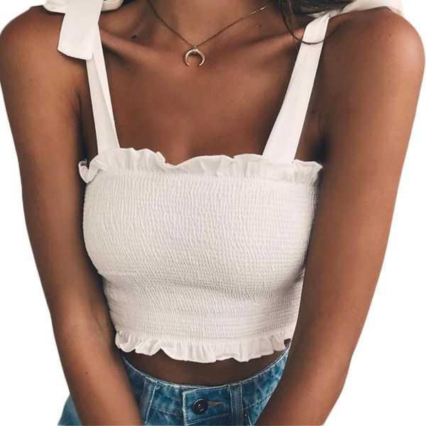 2018 new summer spring tube crop women bow tie strap ruched tank leuce edge elastic camis, White
2018 new summer spring tube crop women bow tie strap ruched tank leuce edge elastic camis, White
