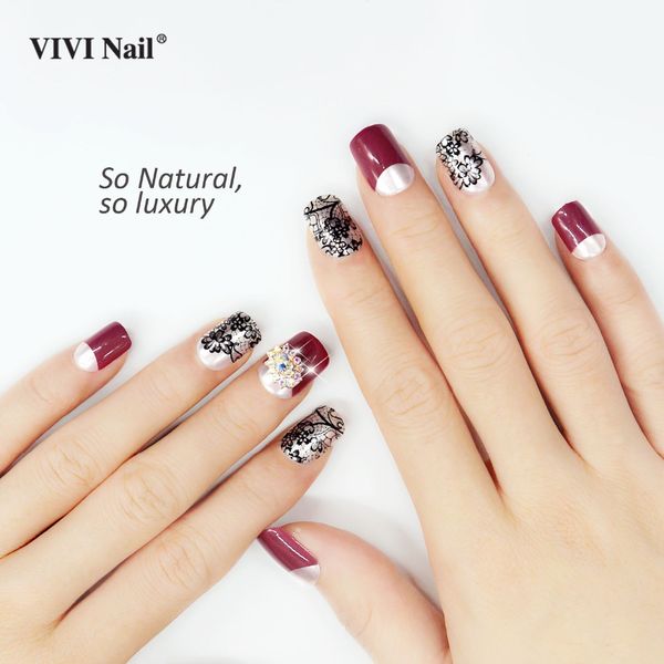 24pcs red false nails in box lace black fake nail tips artificial abs diy women nail art, Red;gold
24pcs red false nails in box lace black fake nail tips artificial abs diy women nail art, Red;gold