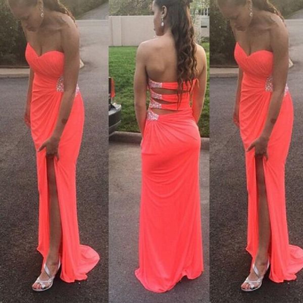 coral prom dresses long formal evening party gowns sweetheart sleeveless cut out design beads sequins split formal wear sweep train, Black
coral prom dresses long formal evening party gowns sweetheart sleeveless cut out design beads sequins split formal wear sweep train, Black