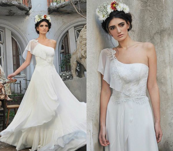 one shoulder wedding dress a line cascading ruffles bridal gowns simple tiers sheer neck vestidos de novia, White
one shoulder wedding dress a line cascading ruffles bridal gowns simple tiers sheer neck vestidos de novia, White