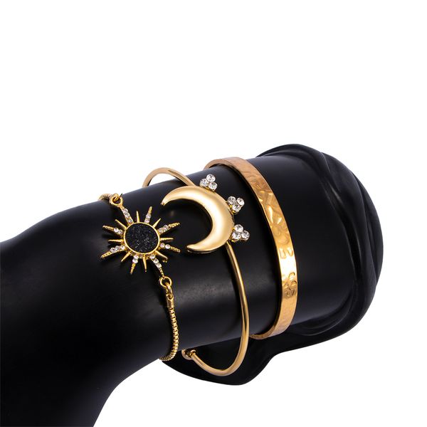 3 pcs/ set sun and moon shape fashion bracelets gold color rhinestone adjustable woman bangles charms wristband jewelry, Black
3 pcs/ set sun and moon shape fashion bracelets gold color rhinestone adjustable woman bangles charms wristband jewelry, Black