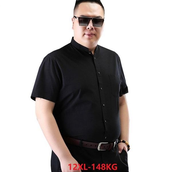 xl 14xl autumn and winter men's business casual comfortable short-sleeved lapel stripes single-breasted formal black shirt, White;black
xl 14xl autumn and winter men's business casual comfortable short-sleeved lapel stripes single-breasted formal black shirt, White;black