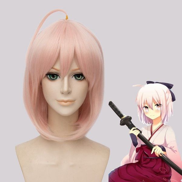 fate grand order okita souji short straight cosplay wigs anime wig pink, Black;brown
fate grand order okita souji short straight cosplay wigs anime wig pink, Black;brown