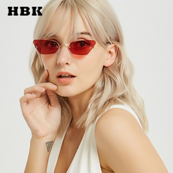 hbk cat eye sunglasses oculos 2019 new trending women brand sun glasses rimless small metal frame uv400, White;black
hbk cat eye sunglasses oculos 2019 new trending women brand sun glasses rimless small metal frame uv400, White;black