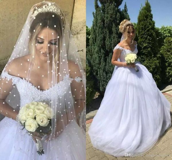 elegant off shoulder ball gown wedding dresses pearl appliques lace tulle corset lace up back bridal dress custom made wedding gowns, White
elegant off shoulder ball gown wedding dresses pearl appliques lace tulle corset lace up back bridal dress custom made wedding gowns, White