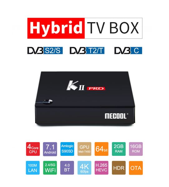 kii pro tv box amgogic s905d 2gb 16gb android 7.1 s912 4k dvb ipstb wifi bt4.0