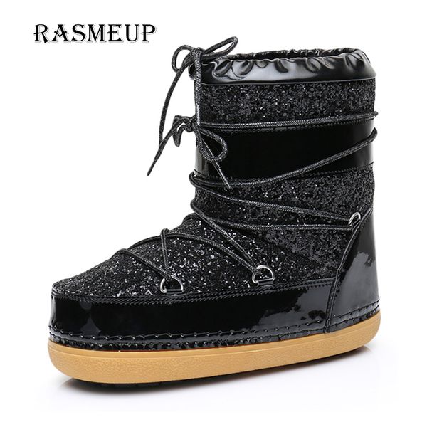 rasmeup women's space boots winter lace up plush inside warm women snow ankle boots casual woman sequins flat work safety shoes, Black
rasmeup women's space boots winter lace up plush inside warm women snow ankle boots casual woman sequins flat work safety shoes, Black