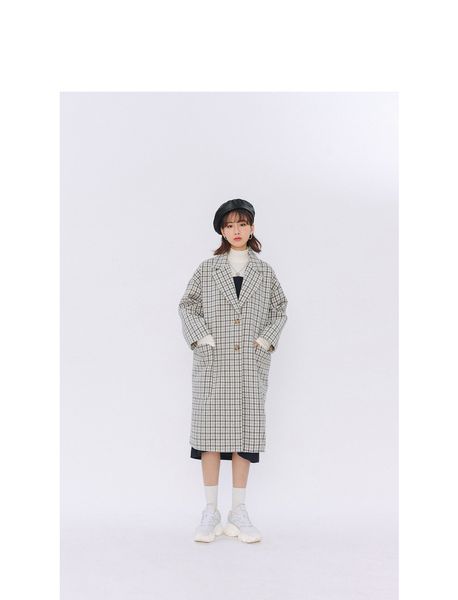 new small fresh loose medium long coat temperament retro lattice coat winter, Black
new small fresh loose medium long coat temperament retro lattice coat winter, Black