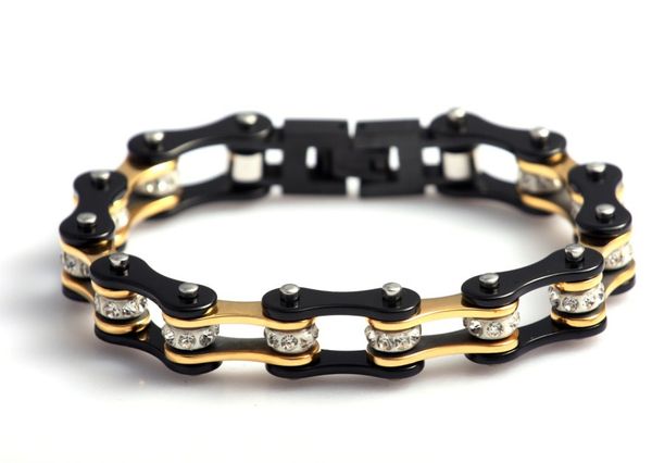 sda women's biker 10mm wide stainless steel motorcycle chain bicycle link bracelet, black gold color ym069
sda women's biker 10mm wide stainless steel motorcycle chain bicycle link bracelet, black gold color ym069