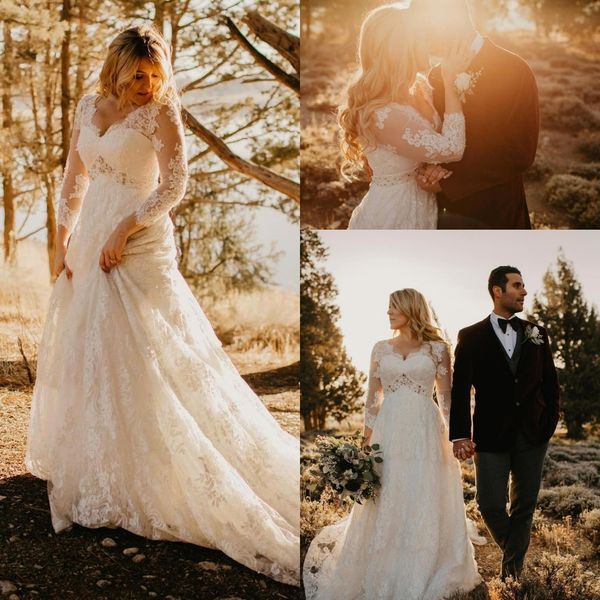 2018 country style plus size wedding dresses full lace appliqued v neck sheer long sleeves wedding bridal gowns vestido de novia ba9591, White
2018 country style plus size wedding dresses full lace appliqued v neck sheer long sleeves wedding bridal gowns vestido de novia ba9591, White