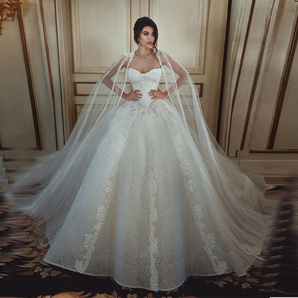 sweetheart full lace ball gown wedding dresses applique pearls customize bridals dresses zipper back floor length wedding gown, White 
sweetheart full lace ball gown wedding dresses applique pearls customize bridals dresses zipper back floor length wedding gown, White