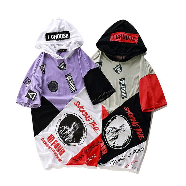 high street mens short sleeves hoodie tees contrast color tshirt euro style hip hop boy clothes, White;black
high street mens short sleeves hoodie tees contrast color tshirt euro style hip hop boy clothes, White;black