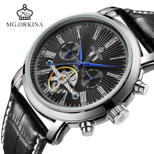 2018 black leather mens business watch automatic self wind clock men mechanical silver week date display wristwatches, Slivery;brown
2018 black leather mens business watch automatic self wind clock men mechanical silver week date display wristwatches, Slivery;brown