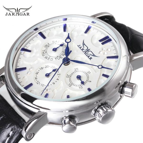 jaragar auto mechanical watch men leather strap ocean blue 3 dial 6 hands diamond fashion dress wrist watches, Slivery;brown
jaragar auto mechanical watch men leather strap ocean blue 3 dial 6 hands diamond fashion dress wrist watches, Slivery;brown