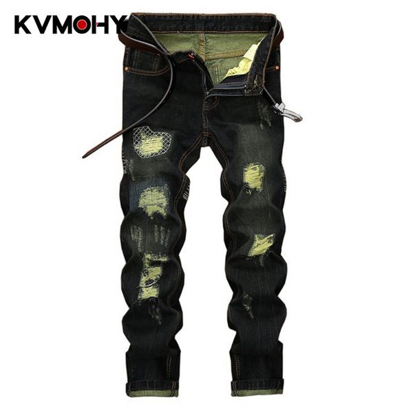 ripped jeans men hiphop fashion casual hole patch jeans male pants denim trousers tide brand distressed jean hombre clothes, Blue 
ripped jeans men hiphop fashion casual hole patch jeans male pants denim trousers tide brand distressed jean hombre clothes, Blue