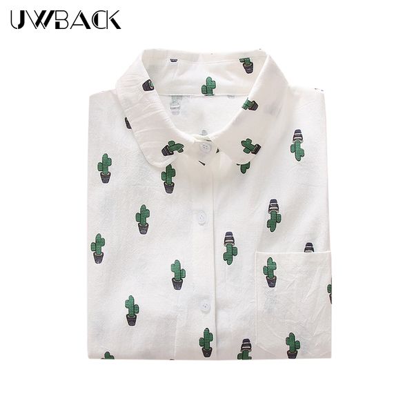 uwback new women white cartoon shirts 2018 new novelty cute dog cactus print shirt with pockets women blouses, eb091
uwback new women white cartoon shirts 2018 new novelty cute dog cactus print shirt with pockets women blouses, eb091