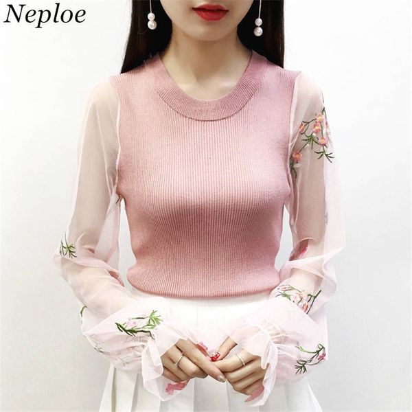 neploe woman pullovers and sweaters 2018 gauze embroidery long sleeve sweater o-neck knitted jumper autumn pull femme 36347, White;black
neploe woman pullovers and sweaters 2018 gauze embroidery long sleeve sweater o-neck knitted jumper autumn pull femme 36347, White;black