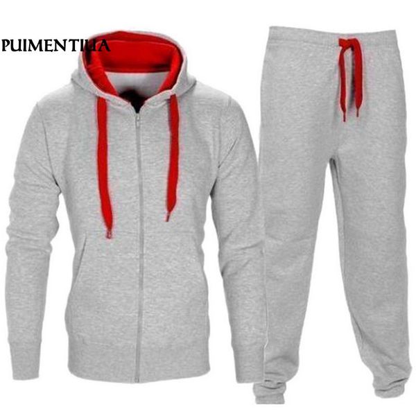 puimentiua autumn winter men suits men's sportswear tracksuit with zipper hoodie two pieces set drawstring chandal hombre, Gray
puimentiua autumn winter men suits men's sportswear tracksuit with zipper hoodie two pieces set drawstring chandal hombre, Gray