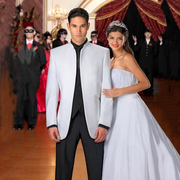 custom made white men suits for wedding stand lapel black suit pants slim fit groom tuxedos groomsmen blazer 3 pieces jacket vest, Black;gray
custom made white men suits for wedding stand lapel black suit pants slim fit groom tuxedos groomsmen blazer 3 pieces jacket vest, Black;gray