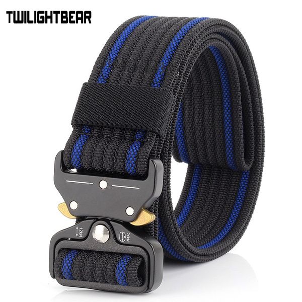 

new 125cm cobra buckle tactical belt 3.8cm nylon casual canvas belt for men and women trainin ae24, Black;brown