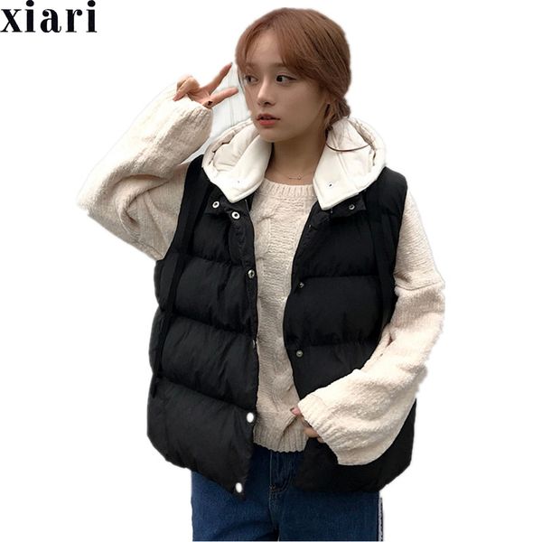 autumn and winter new korean version of the loose removable hat wild women's vest fashion casual thick solid color vest coat, Black;white
autumn and winter new korean version of the loose removable hat wild women's vest fashion casual thick solid color vest coat, Black;white