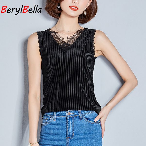 tank for women velvet solid black v-neck pullover camis lace stripe sleeveless casual vest one piece female top, White
tank for women velvet solid black v-neck pullover camis lace stripe sleeveless casual vest one piece female top, White