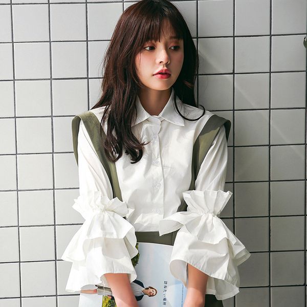 2017 autumn fashion women korean sweet white layer large reffles blouse preppy style simply splicing ladies shirts clothing
2017 autumn fashion women korean sweet white layer large reffles blouse preppy style simply splicing ladies shirts clothing