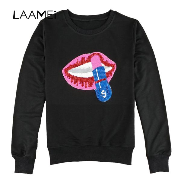 laamei 2018 spring fashion hoodies women lips lipstick printed sweatshirt female autumn long sleeve o-neck basic pullovers, Black
laamei 2018 spring fashion hoodies women lips lipstick printed sweatshirt female autumn long sleeve o-neck basic pullovers, Black