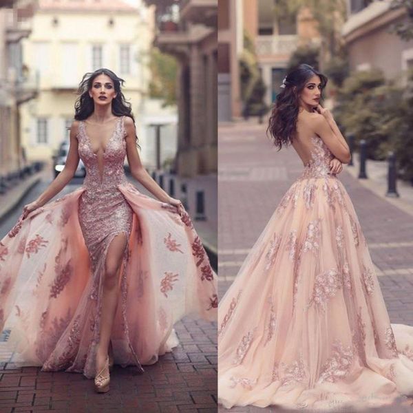 saudi arabic blush pink evening dresses with detachable train sheer illusion bodice lace applique formal wear side split long prom dress, Black;red
saudi arabic blush pink evening dresses with detachable train sheer illusion bodice lace applique formal wear side split long prom dress, Black;red