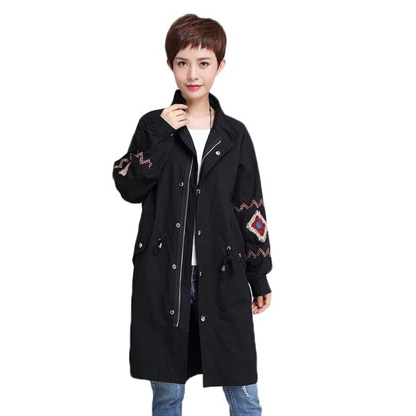 spring long trench coats female 2018 autumn new embroidery overcoat women's casual loose windbreaker womens solid slim overcoat, Tan;black
spring long trench coats female 2018 autumn new embroidery overcoat women's casual loose windbreaker womens solid slim overcoat, Tan;black