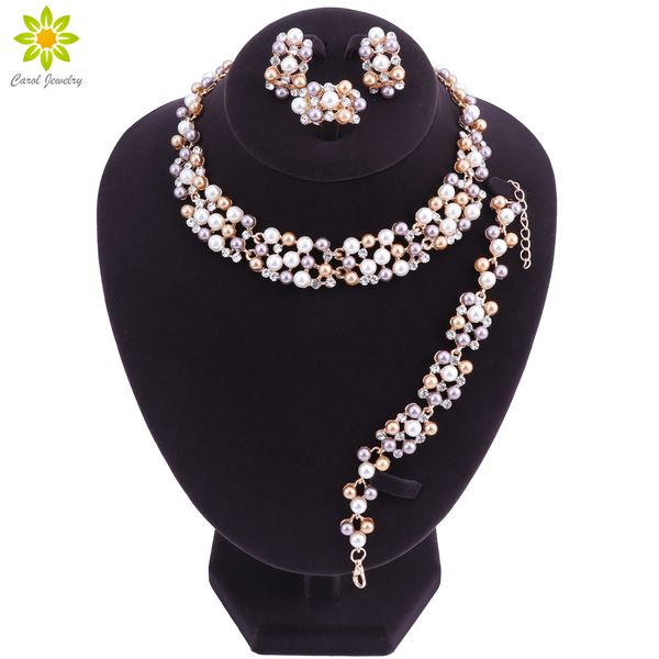 fashion women bridal wedding accessories crystal necklace earrings sets gold plated pearl costume beads jewelry sets, Slivery;golden
fashion women bridal wedding accessories crystal necklace earrings sets gold plated pearl costume beads jewelry sets, Slivery;golden