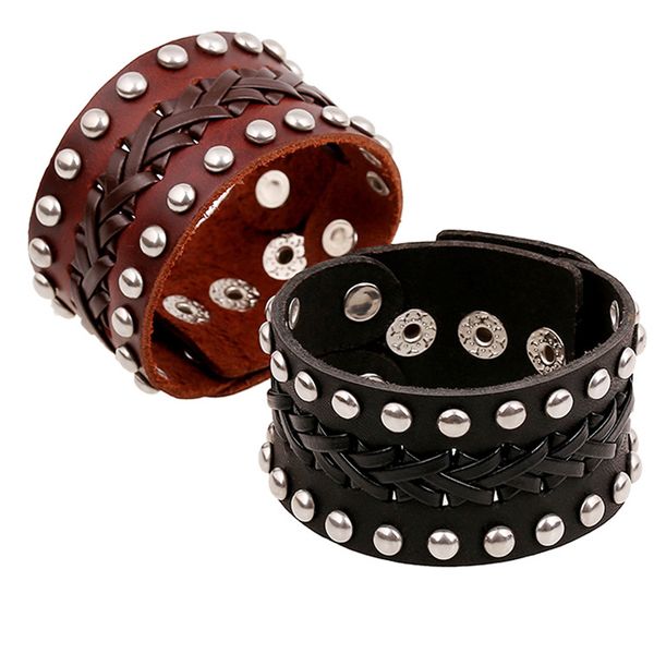 punk mens bracelets wide real leather bracelet women cuff wrap bracelet brown black silver tone rivets biker wristband jewelry, Golden;silver
punk mens bracelets wide real leather bracelet women cuff wrap bracelet brown black silver tone rivets biker wristband jewelry, Golden;silver