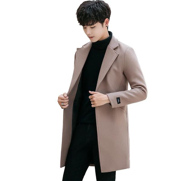 2018 new men's windbreaker in the long british autumn korean version of the slim handsome woolen coat men's woolen coat, Black
2018 new men's windbreaker in the long british autumn korean version of the slim handsome woolen coat men's woolen coat, Black