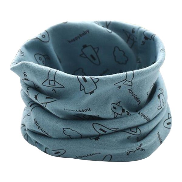 cartoon plane pattern winter kids scarf cotton collar neck wrap o ring scarf, Red;brown