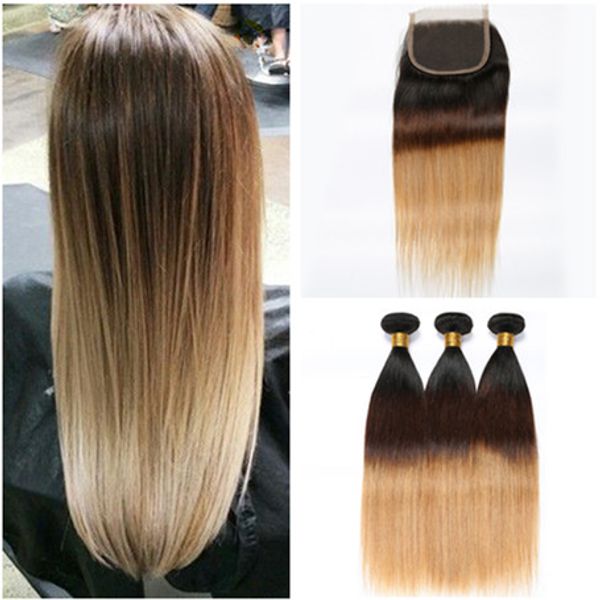 three tone ombre hair wefts with closure straight #1b/4/27 honey blonde ombre peruvian human hair weave bundles with 4x4 lace closure, Black;brown
three tone ombre hair wefts with closure straight #1b/4/27 honey blonde ombre peruvian human hair weave bundles with 4x4 lace closure, Black;brown