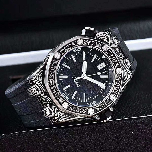 arrivals retro mens watch automatic mechanical movement watches black rubber strap sapphire glass carved pattern man sports wristwatches, Slivery;brown
arrivals retro mens watch automatic mechanical movement watches black rubber strap sapphire glass carved pattern man sports wristwatches, Slivery;brown