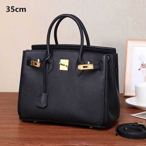 

35cm women luxury genuine leather platinum lock handbags shoulder bag real cow leather high quality Lady messenger crossbody bag
