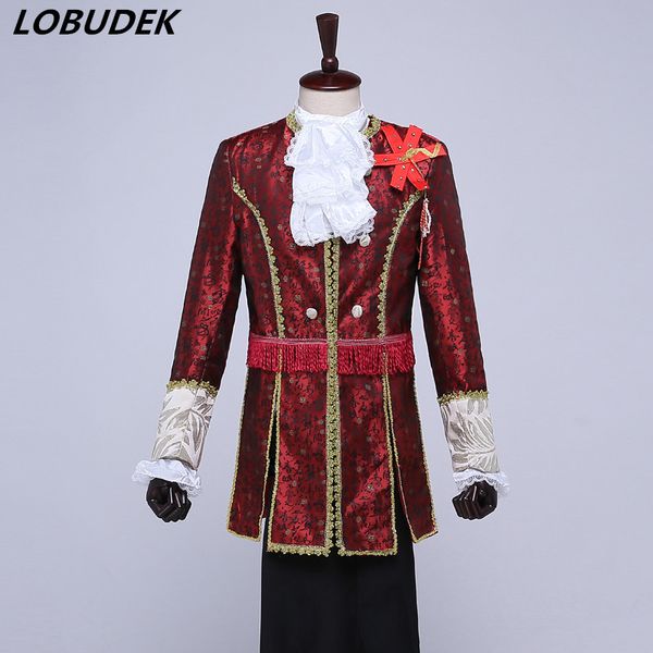 men's court dress suit european style drama costume stage retro performance outfit wedding host master show printing slim suit, White;black
men's court dress suit european style drama costume stage retro performance outfit wedding host master show printing slim suit, White;black