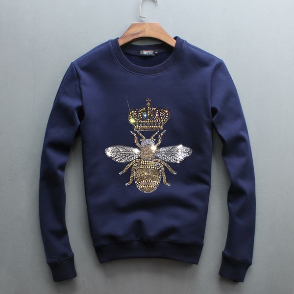 new winter men's round neck collar sweater crown bee stone long sleeve t-shirt fashion design men, Black
new winter men's round neck collar sweater crown bee stone long sleeve t-shirt fashion design men, Black