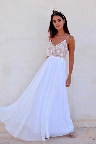 2020 spaghetti straps beach wedding dresses sleeveless appliques lace backless long boho wedding dress vestido de novia, White
2020 spaghetti straps beach wedding dresses sleeveless appliques lace backless long boho wedding dress vestido de novia, White