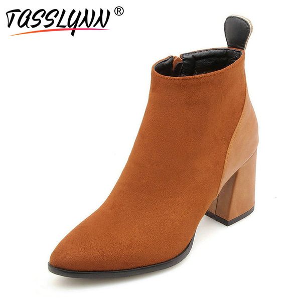 tasslynn 2018 women boots patchwork zipper convenient winter shoes high heels ankle boots square heels autumn shoes size 34-43, Black
tasslynn 2018 women boots patchwork zipper convenient winter shoes high heels ankle boots square heels autumn shoes size 34-43, Black