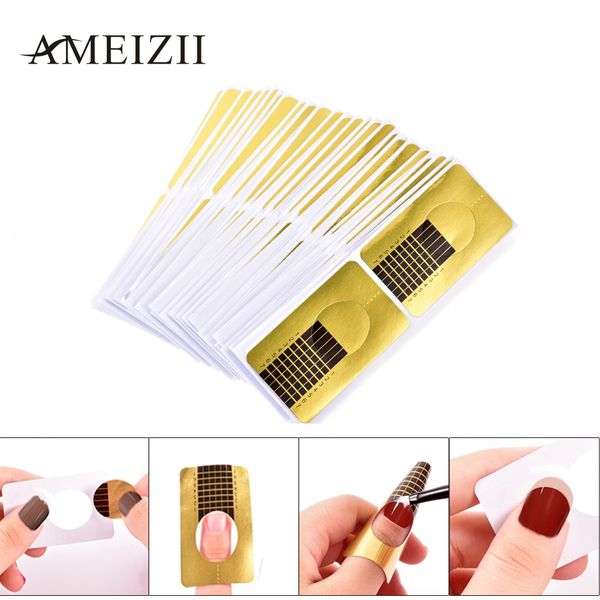 ameizii 100pcs/packs golden nail art extension sticker nail gel tips french poly gel guide form manicure styling tools, Black
ameizii 100pcs/packs golden nail art extension sticker nail gel tips french poly gel guide form manicure styling tools, Black
