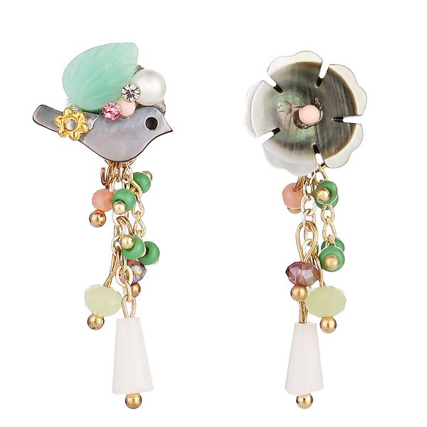 cute cartoon shell flower and bird diamond tassel dangle earrings asymmetric female jewelry earring wholesale, Silver
cute cartoon shell flower and bird diamond tassel dangle earrings asymmetric female jewelry earring wholesale, Silver