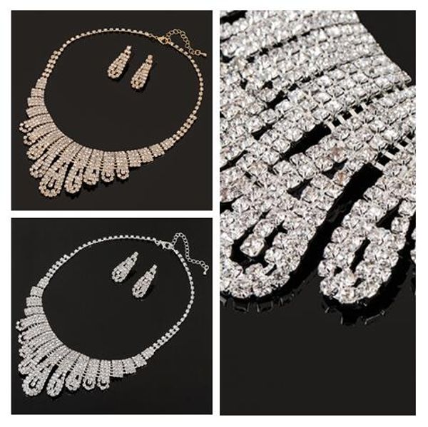 2 pieces set bridal crystal necklace white rhinestones mosaic wedding dress jewelry lady earrings necklace set accessories, Silver
2 pieces set bridal crystal necklace white rhinestones mosaic wedding dress jewelry lady earrings necklace set accessories, Silver