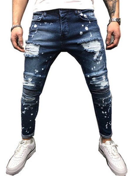 2018 cross-border autumn and winter for foreign trade men's jeans slim hole pleated slim micro-small feet men's jeans tide size 28, Blue
2018 cross-border autumn and winter for foreign trade men's jeans slim hole pleated slim micro-small feet men's jeans tide size 28, Blue